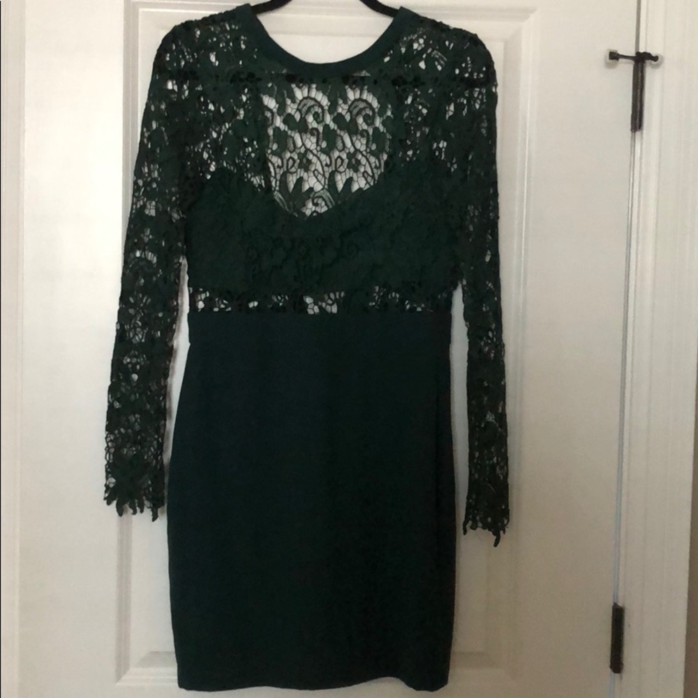Emerald green lace dress